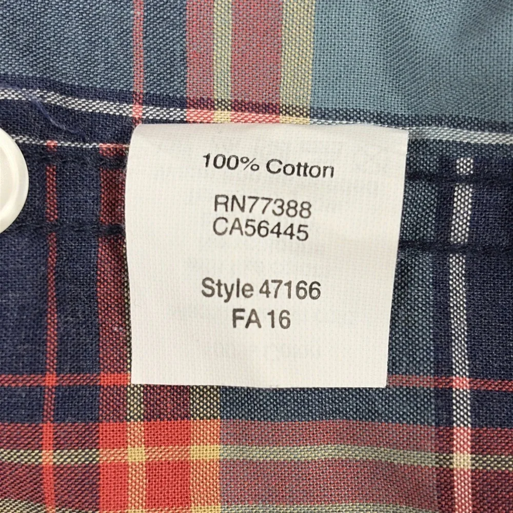 J.Crew Button Down Shirt Mens XL Blue Plaid Heathered Cotton Long Sleeve 47166